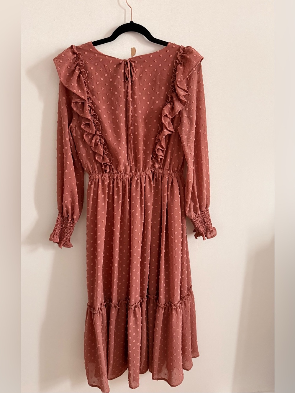 Embroidered Pink Ruffle Maxi Dress - Picture 2 of 2